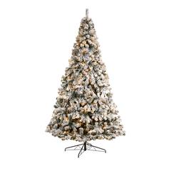 10ft. Flocked West Virginia Fir Artificial Christmas Tree with 800 Clear LED Lights and 1680 Tips