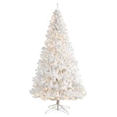 White Artificial Christmas Tree with 1860 Bendable Branches and 650 LED Lights