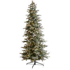 Slim Flocked Nova Scotia Spruce Artificial Christmas Tree