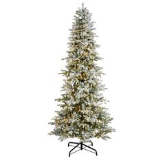 Slim Flocked Nova Scotia Spruce Artificial Christmas Tree