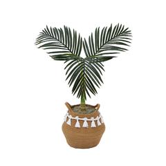 3ft. Artificial Golden Cane Palm Tree with Handmade Jute & Cotton Basket