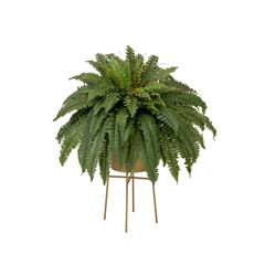 32in. Artificial Boston Fern Plant with Metal Planter with Stand DIY KIT