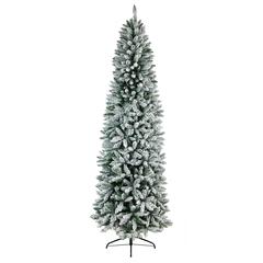 9ft. Slim Flocked Montreal Fir Artificial Christmas Tree