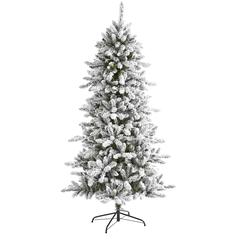 6ft. Flocked Livingston Fir Artificial Christmas Tree with Pine Cones