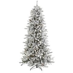 7.5ft. Flocked Livingston Fir Artificial Christmas Tree with Pine Cones