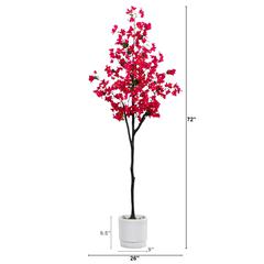 6ft. Artificial Bougainvillea Tree with White Decorative Planter