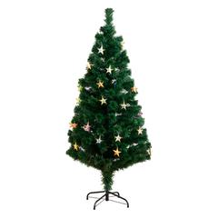 Fiber Optic Artificial Christmas Tree with 60 Colorful Star-Shaped LED Lights