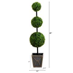 Ball Boxwood Topiary with LED Lights in Decorative Planter (Indoor/Outdoor)