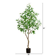 7ft. Artificial Long Leaf Greco Eucalyptus Tree with Real Touch Leaves