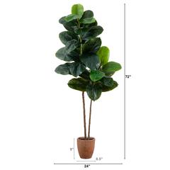 6ft. Artificial Rubber Tree in Decorative Planter with Real Touch Leaves
