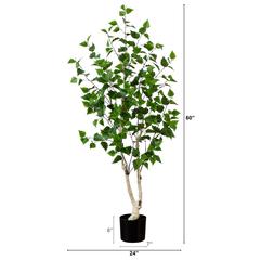 5ft. Artificial Birch Tree with Real Touch Leaves