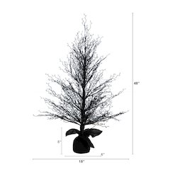 4ft. Pre-Lit Halloween Black Twig Artificial Fall Tree in Burlap Planter