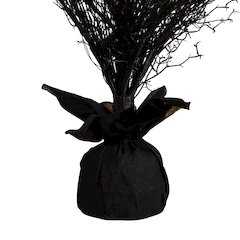 5ft. Pre-Lit Halloween Black Twig Artificial Fall Tree in Burlap Planter
