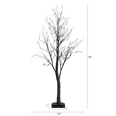 4ft. Pre-Lit Halloween Deluxe Black Twig Artificial Fall Tree with 81 Orange
