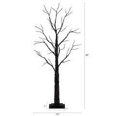 4ft. Pre-Lit Halloween Black Twig Artificial Fall Tree with 240 Orange