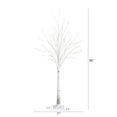 3ft. Pre-Lit Artificial White Birch Tree with 92 Warm White LED Lights