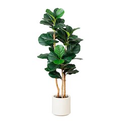 4ft. Artificial Fiddle Leaf Tree in Decorative White Planter