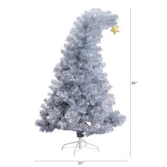 5ft. Artificial Silver Tinsel Holiday Santa's Hat Christmas Tree