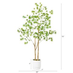 6ft. Artificial Maple Tree with White Planter