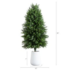 3ft. UV Resistant Artificial Cedar Tree in Decorative White Planter