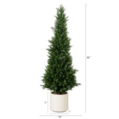 4ft. UV Resistant Artificial Cedar Tree in Decorative White Planter
