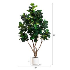 8ft. Artificial Grand Fiddle Leaf Tree in White Decorative Planter