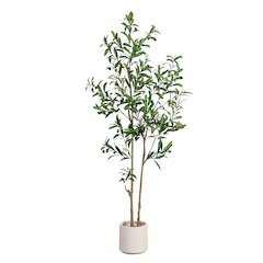 5ft. Artificial Minimalist Olive Tree in White Decorative Planter