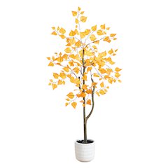 4ft. Autumn Birch Artificial Fall Tree in White Decorative Planter