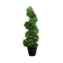 3ft. UV Resistant Boxwood Spiral Topiary Artificial Tree in Decorative Planter