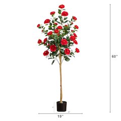 5ft. Artificial Red Camellia Rose Tree