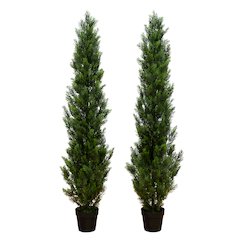6ft. Artificial Topiary Cedar Tree UV Resistant (Indoor/Outdoor) - Set of 2