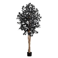5ft. Artificial Halloween Black Ficus Tree with Natural Trunk
