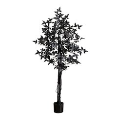 5ft. Artificial Halloween Black Maple Tree with Natural Trunk