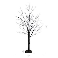 4ft. Pre-Lit Halloween Black Twig Artificial Tree with 180 LED Lights