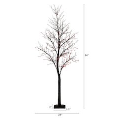 7ft. Pre-Lit Halloween Deluxe Black Twig Artificial Tree with 180 LED Lights