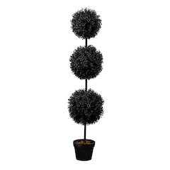 4ft. UV Resistant Artificial Halloween Black Triple Ball Boxwood Topiary