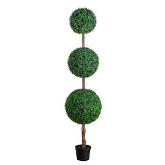 7ft. UV Resistant Artificial Triple Ball Boxwood Topiary Tree (Indoor/Outdoor)