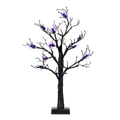 2ft. Pre-Lit Artificial Halloween Spider Twig Tree with 24 Purple LED Lights