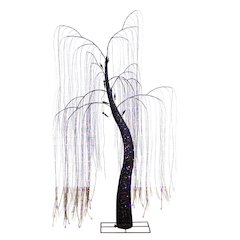 7ftPre-Lit Artificial Halloween Black Willow Tree with 600 Dual Color LED Lights