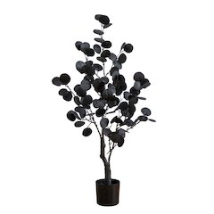 3ft. Pre-Lit Artificial Halloween Black Eucalyptus Tree with 80 LED Lights