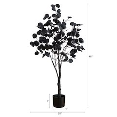 4ft. Pre-Lit Artificial Halloween Black Eucalyptus Tree with 160 LED Lights