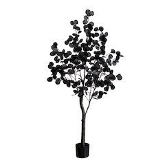 5ft. Pre-Lit Artificial Halloween Black Eucalyptus Tree with 220 LED Lights