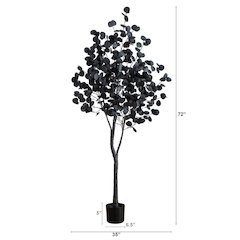 6ft. Pre-Lit Artificial Halloween Black Eucalyptus Tree with 300 LED Lights