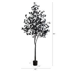 8ft. Pre-Lit Artificial Halloween Black Eucalyptus Tree with 540 LED Lights