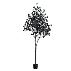 9ft. Pre-Lit Artificial Halloween Black Eucalyptus Tree with 700 LED Lights