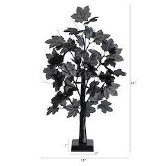 2ft. Pre-Lit Artificial Halloween Black Maple Tree with 24 LED Lights