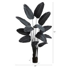 6ft. Artificial Halloween Black Travelers Palm Tree