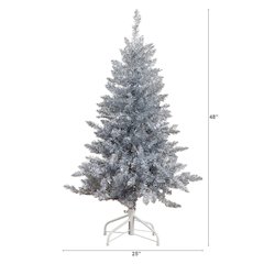 4ft. Artificial Silver Christmas Tree with 130 Cool White LED Lights