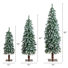3ft. 4ft. 5ft. Pre-Lit Frosted Artificial Christmas Tree Set - Set of 3