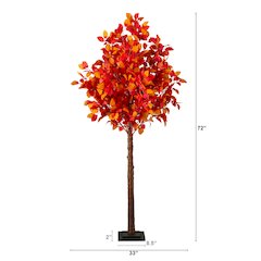 6ft. Pre-Lit Autumn Artificial Fall Tree with 300 Warm White LED Lights